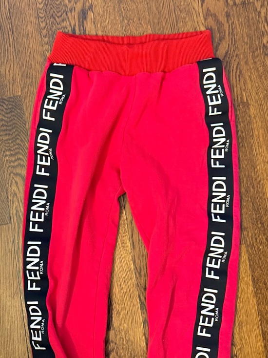 🌹Fendi Red Jogger Pants with Black Logo Tape, Size IT 42 or US 6 - Picture 6 of 12